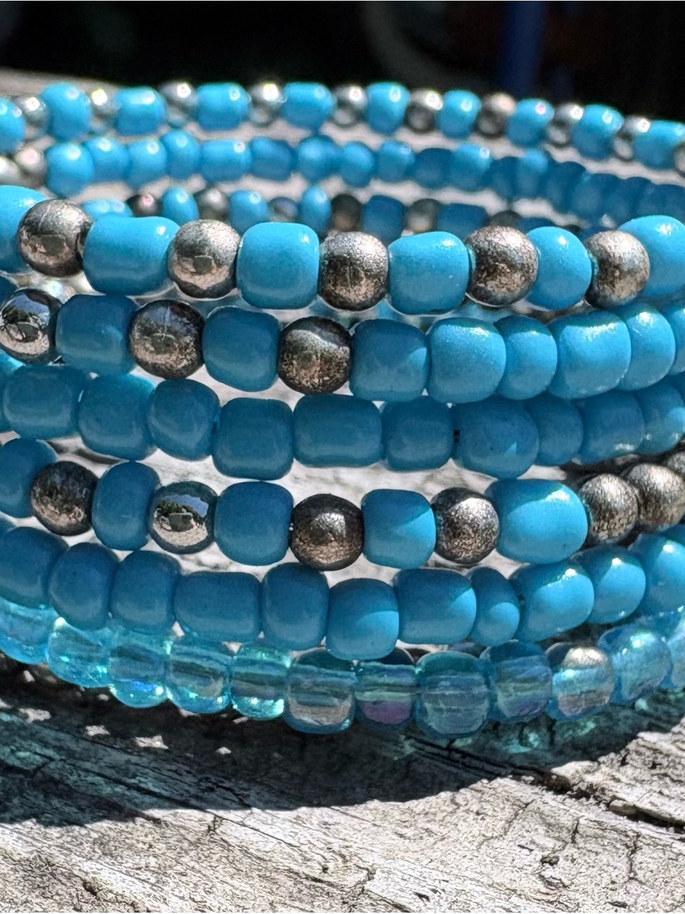 Turquoise Bead Wrap Bracelet - Blue Beaded Women's Jewelry